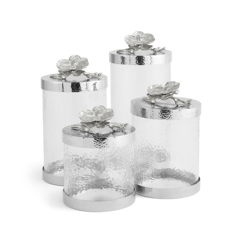 Orchid Kitchen Canister, White, 5" H x 5.5" W x 5.5" D