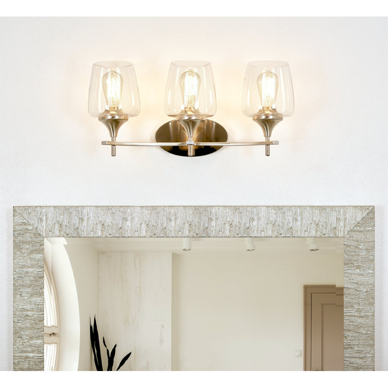 Éclairage pour salle de bain 3 lumières à DEL à intensité variable Sonique, Nickel brossé