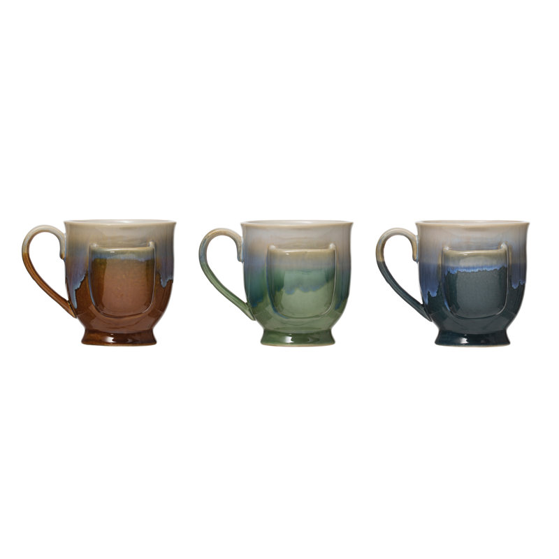 Tasse en grès avec poche pour sachet de thé et finition glaçure réactive