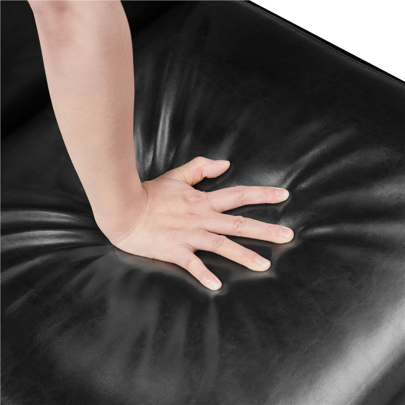 Fauteuil tonneau en similicuir, fauteuil club moderne, Noir
