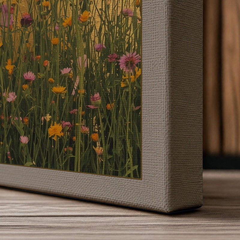 Wildflower Meadow Botanical - Wrapped Canvas, 30x20 - 76.2 x 50.8 cm, Taupe Border