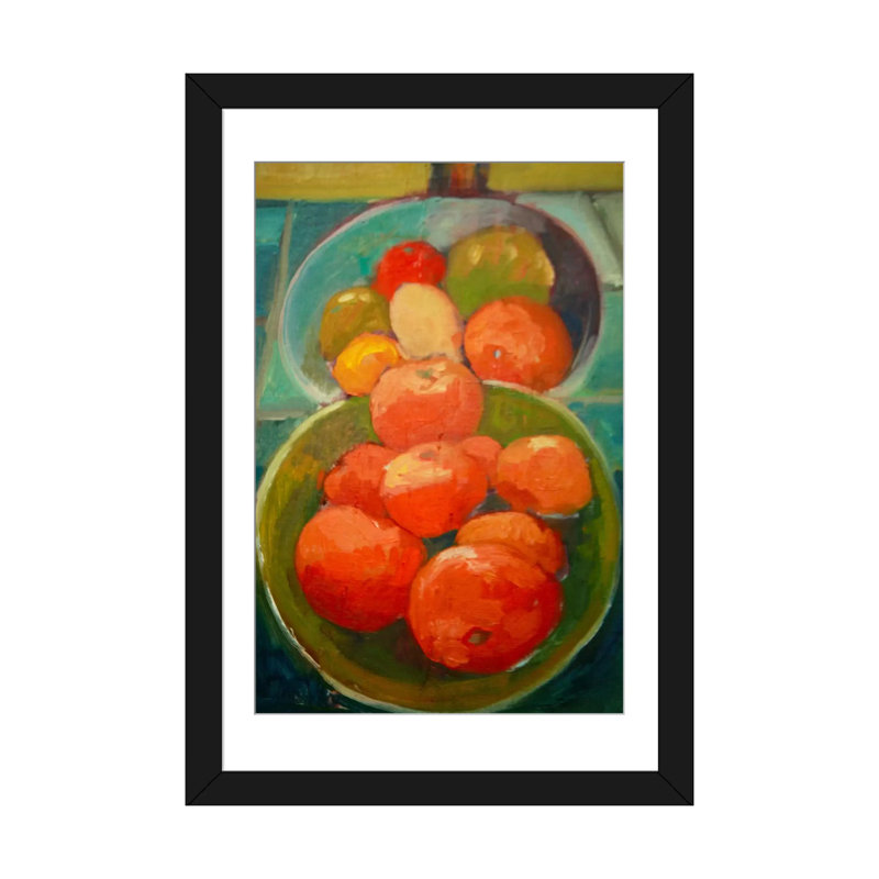 «Fruit Bowls», reproduction d'art sur toile, H 24 po x l 16 po x P 1 po, Papier avec cadre noir, Blanc