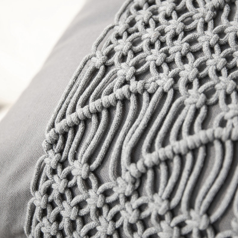 Jeté carré en coton, Gris