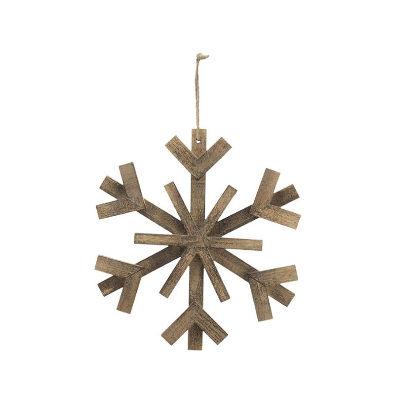 Rustic Brown Wooden Snowflake Ornaments Set of 6
