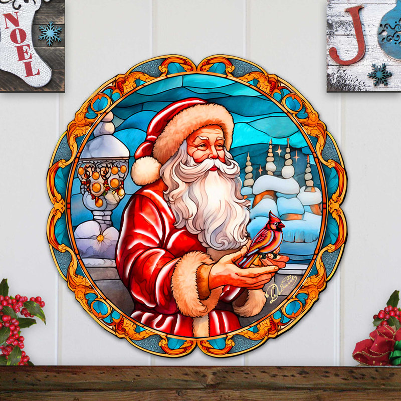 Père Noël avec une porte de Noël cardinal rouge, par Debrekht