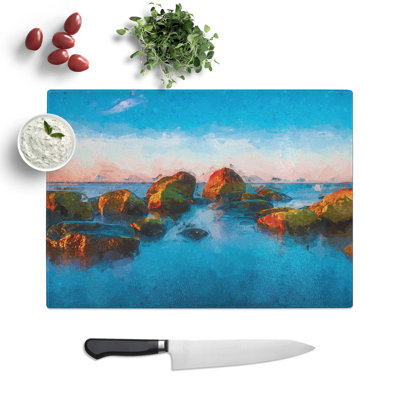 Tempered Glass Rock Beach in Helsinki Finland Chopping Board