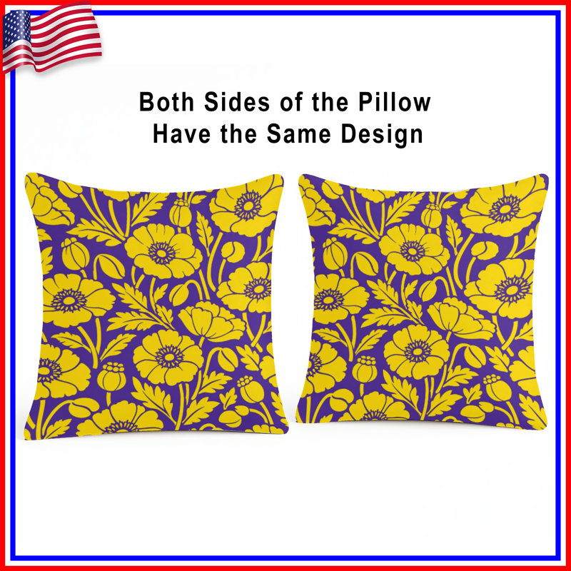 Coussins décoratifs jaunes à motif floral, 26 x 26 pouces