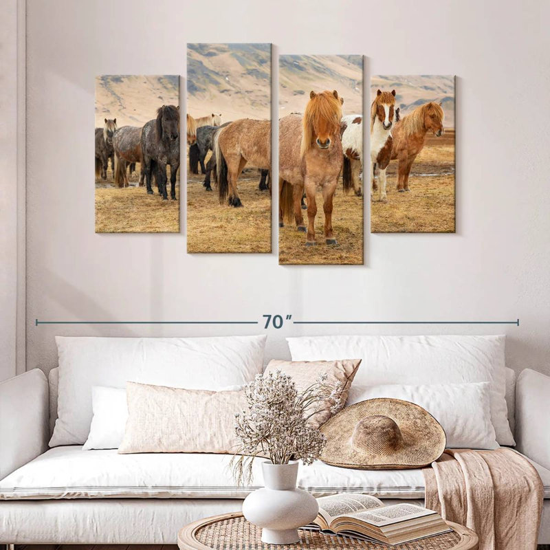 Brampt, chevaux islandais dans la campagne III, H 32 po x l 52 po
