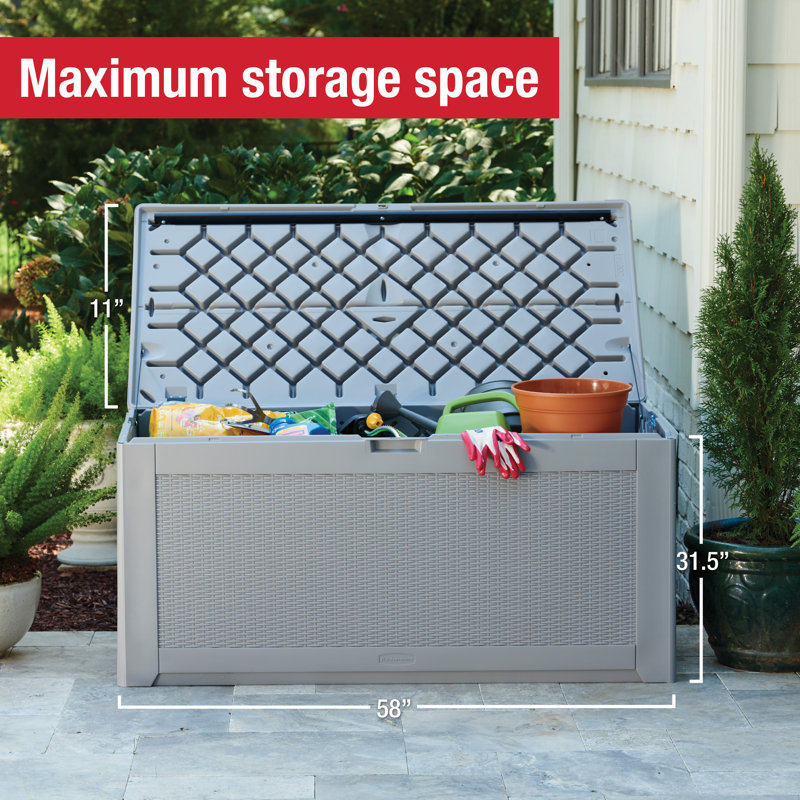 Très grand coffre de terrasse Rubbermaid, 134 gallons, Gris