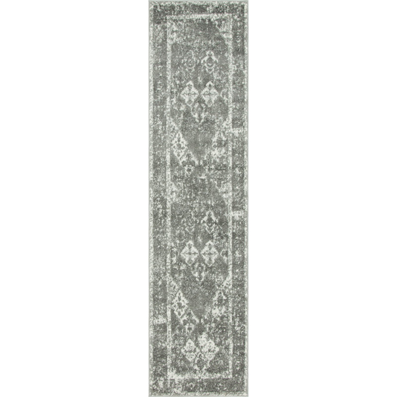 Tapis gris de style Walmoor, Tapis de couloir 2 pi 7 po x 10 pi