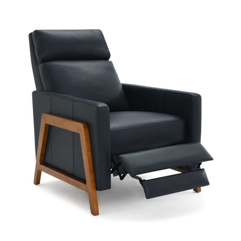 Fauteuil inclinable Bosse en cuir véritable, Cuir véritable pleine fleur bleu nuit