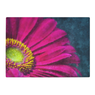 Tempered Glass Bright Pink Gerbera Flower Chopping Board