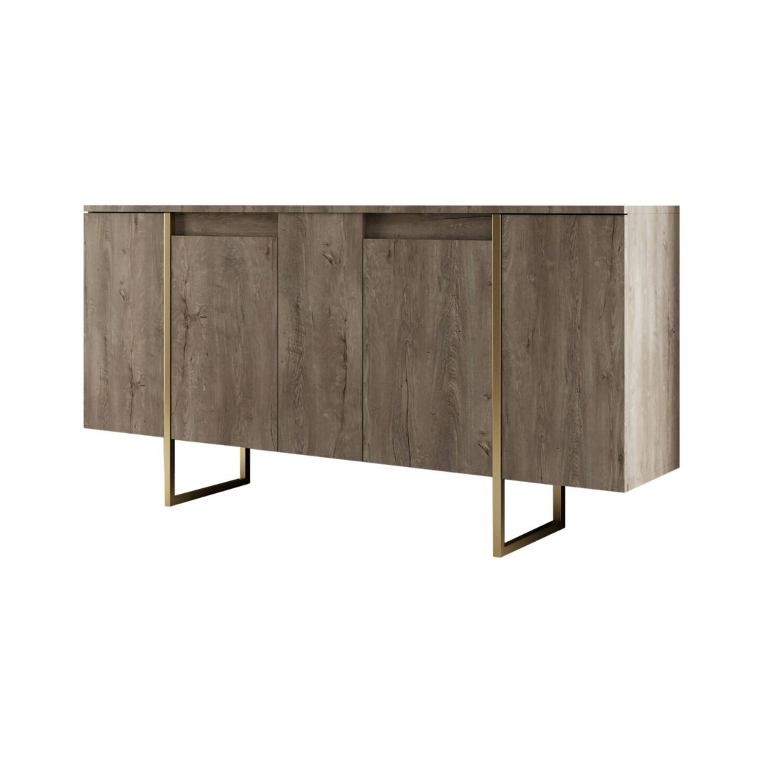 Sideboard Dgarzitt, Living room buffet, Living room sideboard, 160x35h80 cm, White and Black