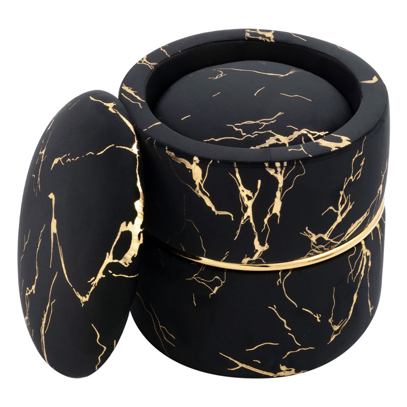 Ensemble de 2 rondes noires multifonctionnelles, repose-pieds de rangement rembourré, sans assemblage, rembourrage doux, support de rangement stable et 2 couvercles amovibles, confortable pour un usage quotidien, rembourrage de haute qualité