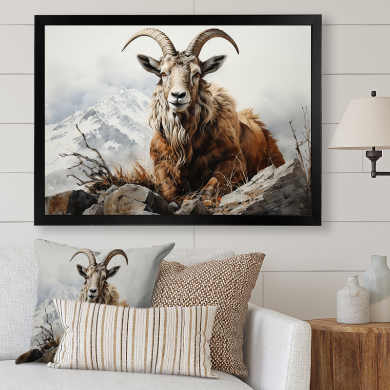 Goat Mountain Majesty sur impression sur toile, H 24 po x l 32 po x P 1 po, Cadre photo noir