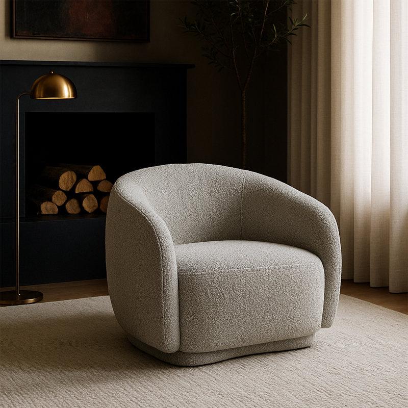 Chaise en tissu Hyde, Tissu gris bouclé