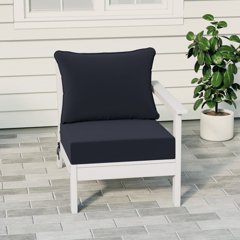 Deep Seating Right Arm Chair With Cushions, Navy Blue, White