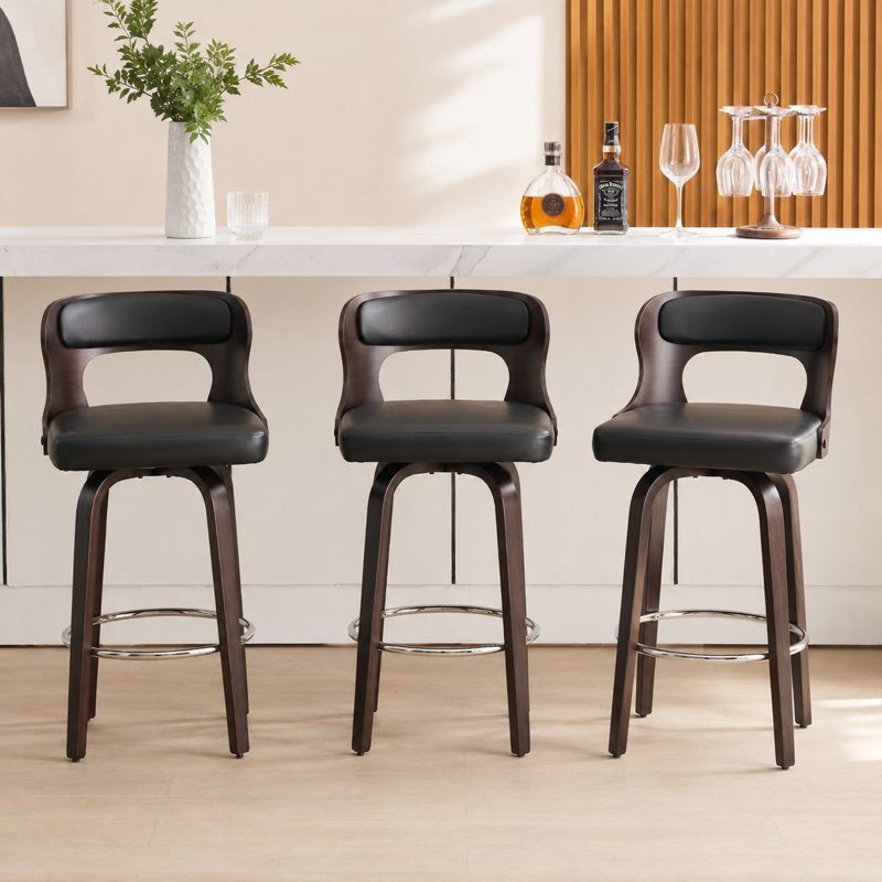 Swivel Faux Leather Counter & Bar Stools, Black