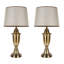 Hauteur de la lampe de table en laiton antique avec abat-jour en lin (ensemble de 2): 68 cm / 26,7 po-1908835299