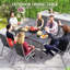 Table de salle à manger d'extérieur pour 6 personnes, table de patio avec plateau en verre trempé