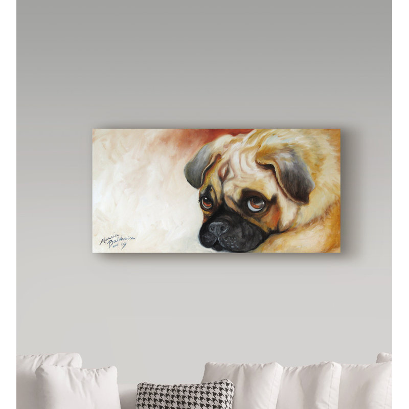 Duniya «Cutie Pie Pug», reproduction de peinture acrylique sur toile tendue, H 24 po x l 47 po x P 2 po