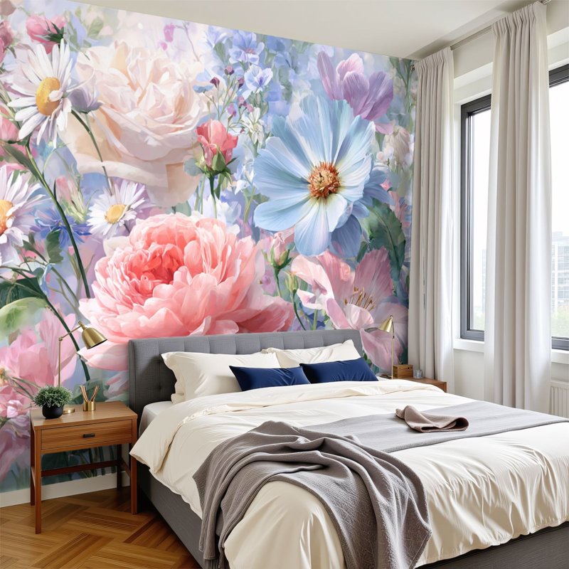 Papier peint auto-adhésif Floral, L 144 po x l 100 po