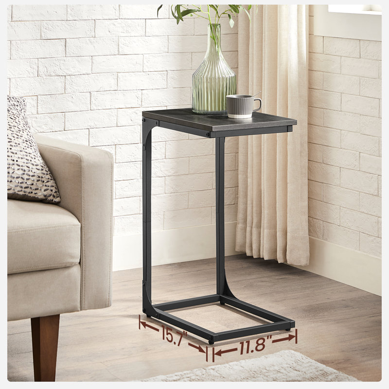 C-shaped End Table, Ebonized Oak/Black, 24.4" H x 15.7" W x 11.8" D