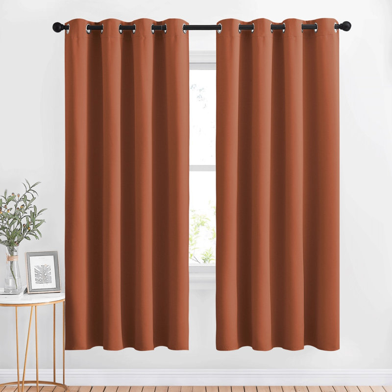 Rideaux occultant pour chambre à coucher / salon Parkview obscurcissant avec œillets drapés modernes, Orange brûlé