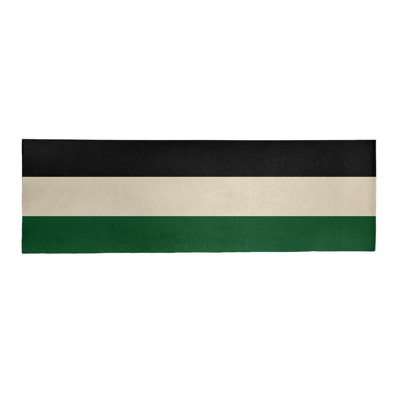 Tapis de zone/black vert/crème rayé, Tapis de couloir 2 pi 6 po x 8 pi