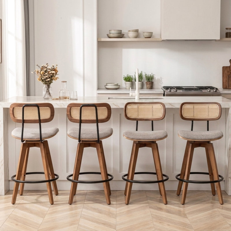 Tabouret de comptoir pivotant 4 pièces Sirine, Brun