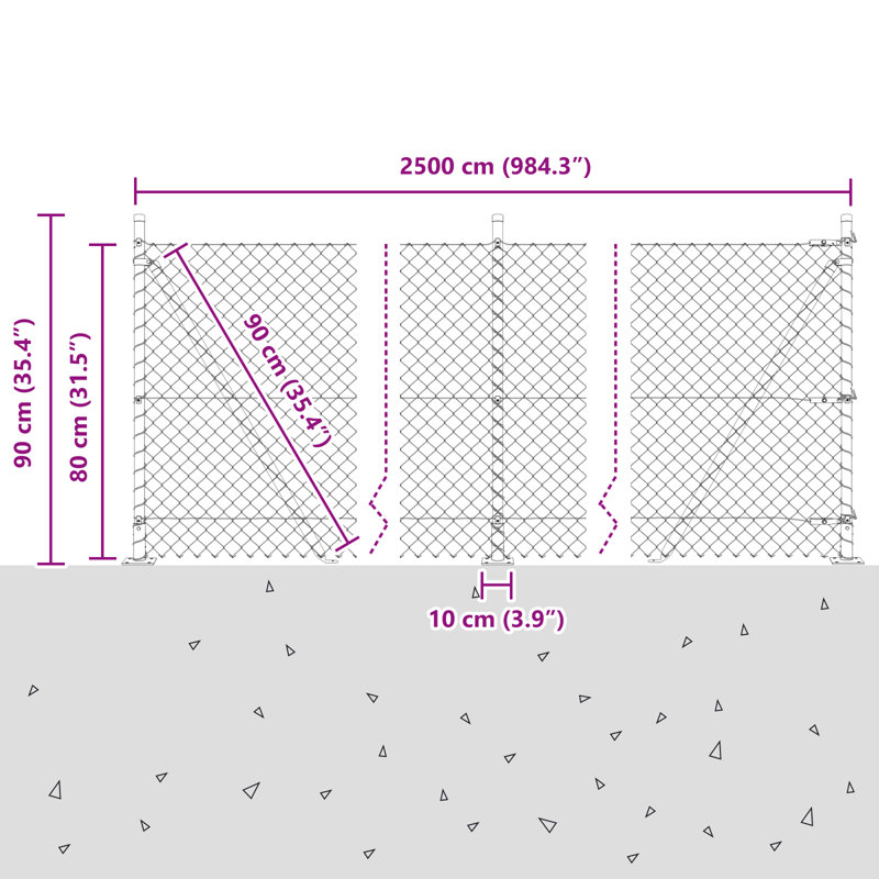 Chain Link Fence , 80cm H x 2500cm W, Green