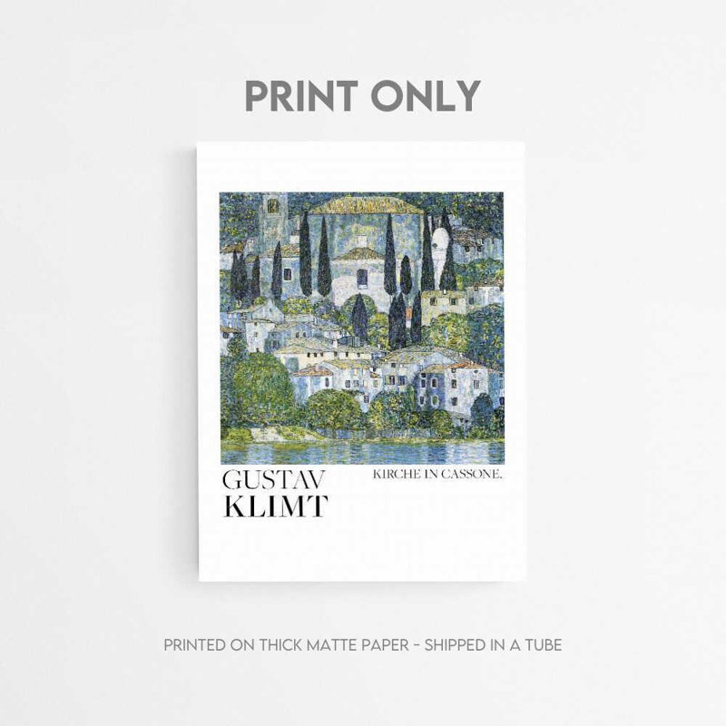 «Kirche in Cassone», reproduction d'art: Gustav Klimt Brushstroke, Tanné, H 40 po x l 30 po