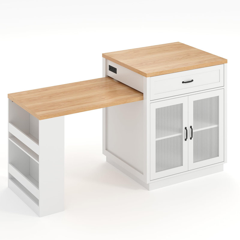 Bar à café de cuisine extensible sur roulettes avec îlots de rangement mobiles de 73 haut avec comptoir pliant