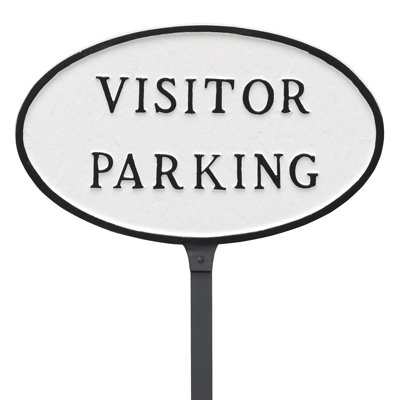 Standard Oval Visitor Parking Statement Plaque Sign with Lawn Stake