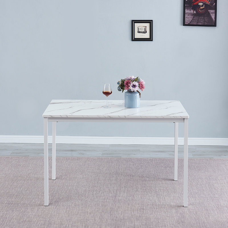 Table de salle à manger L 47,24 po x l 27,55 po Naryah, Effet marbré blanc