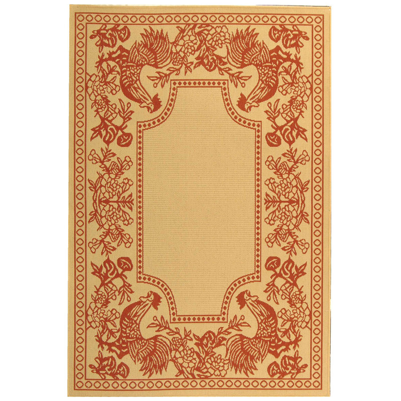 Tapis d'intérieur / extérieur à motif floral Havza, Rectangle 6 pi 7 po x 9 pi 6 po