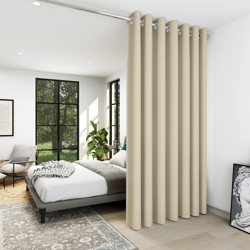 Wide Room Divider Thermal Insulated Blackout Patio Door Curtain Panel, 1 Panel, Khaki, 100" W x 84" L