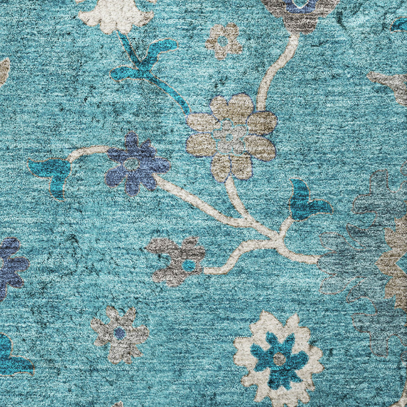 Tapis Oushak Dream Shag ADS753, lavable à la machine, de qualité supérieure, Teal, 8' Round