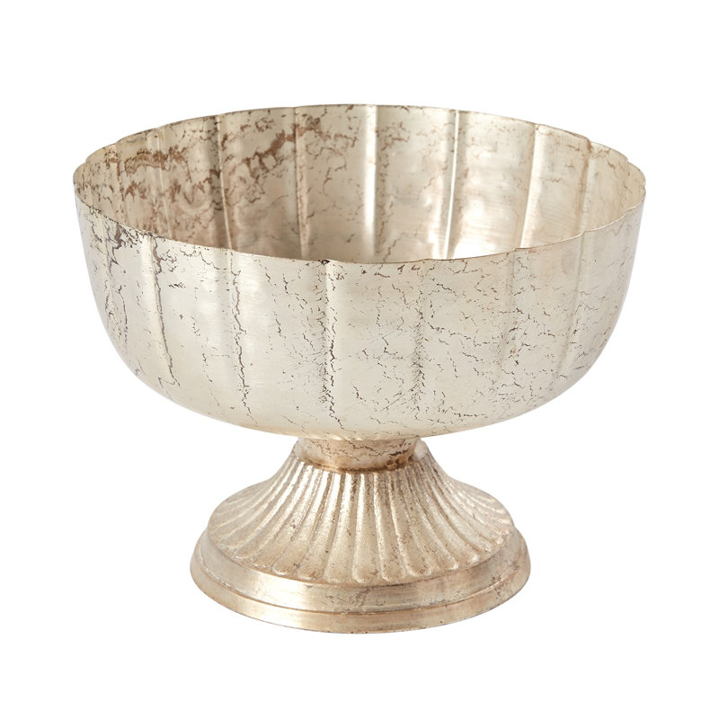 Ockton Handmade Metal Table Vase, Champagne, 5.75" H x 7.75" W x 7.75" D