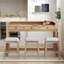 Ensemble de table de salle à manger Trexm 4 pièces pour 3 avec rangement, parfait pour les petits espaces - Bois naturel et bois aggloméré