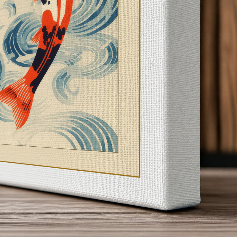 Koi in Motion Japandi - Wrapped Canvas, 30x20 - 76.2 x 50.8 cm, White Border