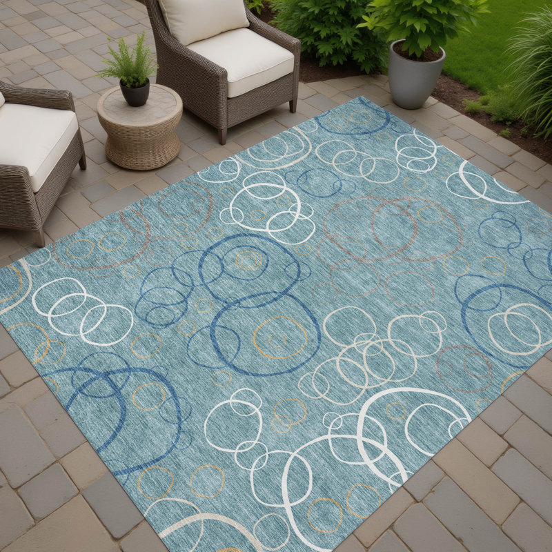 Tapis géométrique intérieur / extérieur lavable à la machine Kugler ACN2408, Rectangle 2 pi 6 po x 3 pi 10 po