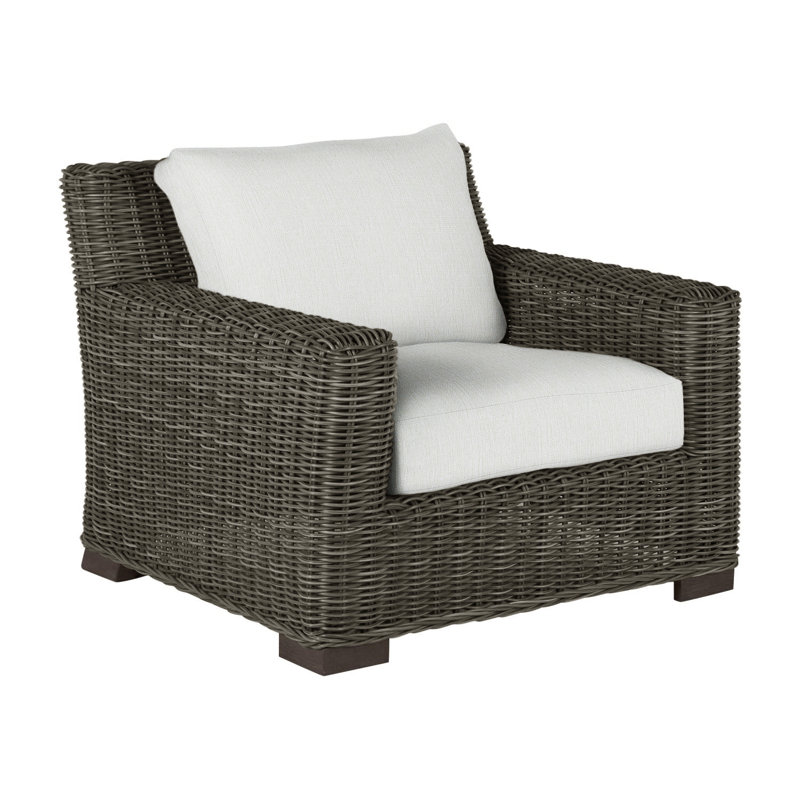 Rustic Woven N-Dura Resin Wicker Outdoor Lounge Chair, Gris ardoise, Pas de soudure, Bali perle
