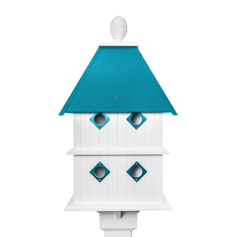 Doerun 31.25'' H x 15.25'' W x 15.25'' D Post Water Resistant Birdhouse, Verde Green