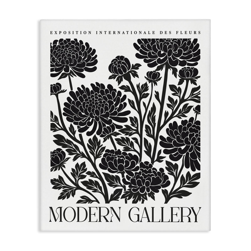 Art moderne sur toile, fleurs de chrysanthème moderne, design par lettré et doublé, H 48 po x l 36 po