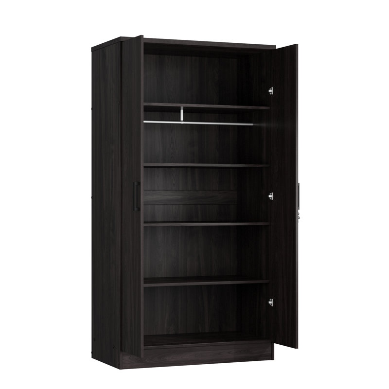 Lacandis 72" High  Large Armoire 2 Door  Hanging and Shelves Wardrobe, Tobacco
