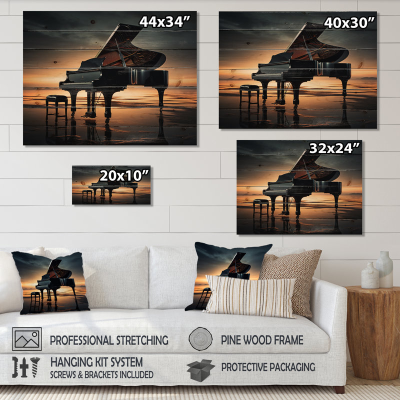 Angeline - décor de bois musical sur bois de pin naturel, H 24 po x l 32 po