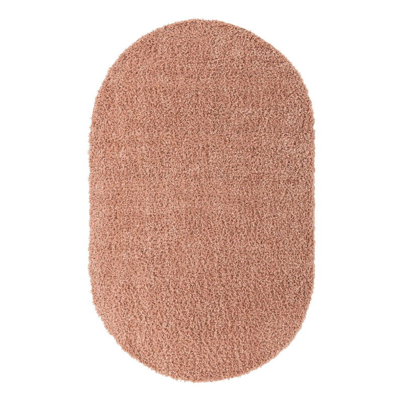 Tapis rose à poils longs Candas, Ovale 5 pi 3 po x 8 pi