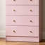 Commode 6 tiroirs en bois avec poignées dorées, armoire de rangement haute pour chambre à coucher et salon - finition rose Macaron