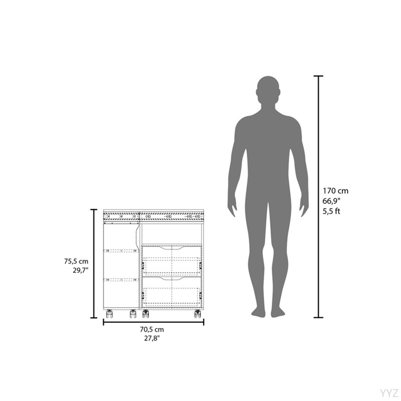 Bureau extensible, blanc / noyer foncé